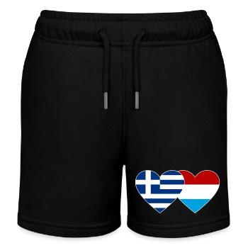Grèce Drapeau luxembourgeois coeur utilisé - Short de jogging enfant bio Stanley/Stella - noir - Devant