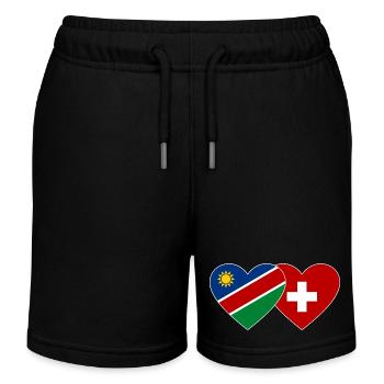 Namibia Switzerland Flag Heart - Kids Organic Sweat Shorts by Stanley/Stella - black - Front