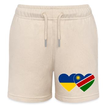Ukraine Namibie Flag Heart - Short de jogging enfant bio Stanley/Stella - écru doux - Devant