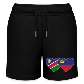 Namibia Liechtenstein Flagge Herz - Kinder Organic Joggingshorts Mini Bolter von Stanley/Stella - Schwarz - Vorne