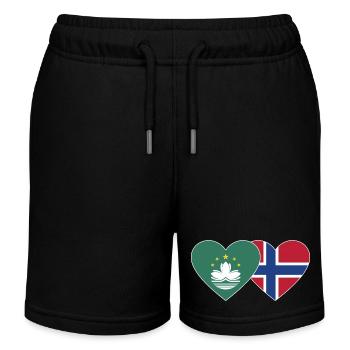 Macau Norwegen Flagge Herz - Kinder Organic Joggingshorts Mini Bolter von Stanley/Stella - Schwarz - Vorne
