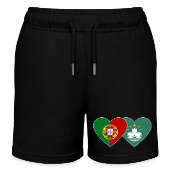 Portugal Macau Flagge Herz - Kinder Organic Joggingshorts Mini Bolter von Stanley/Stella - Schwarz - Vorne