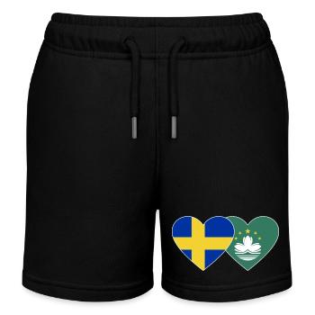 Schweden Macau Flagge Herz - Kinder Organic Joggingshorts Mini Bolter von Stanley/Stella - Schwarz - Vorne