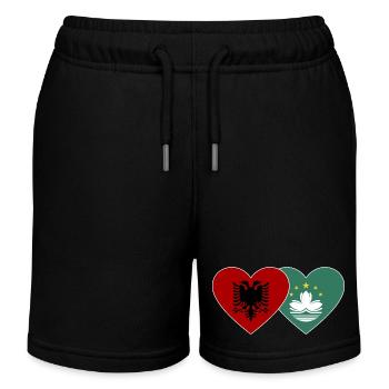 Albania Macau Flag Heart - Kids Organic Sweat Shorts by Stanley/Stella - black - Front