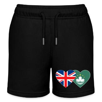 United Kingdom Macau Flag Heart - Kids Organic Sweat Shorts by Stanley/Stella - black - Front