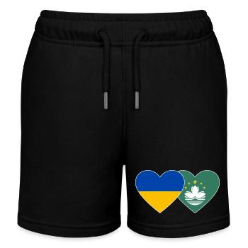 Ukraine Macau Flagge Herz - Kinder Organic Joggingshorts Mini Bolter von Stanley/Stella - Schwarz - Vorne