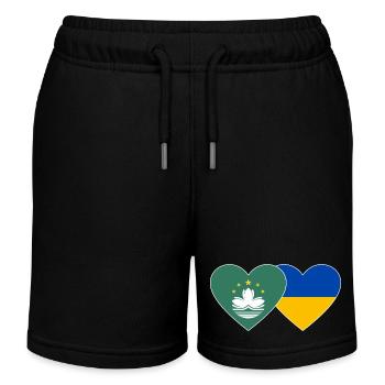 Macau Ukraine Flagge Herz - Kinder Organic Joggingshorts Mini Bolter von Stanley/Stella - Schwarz - Vorne