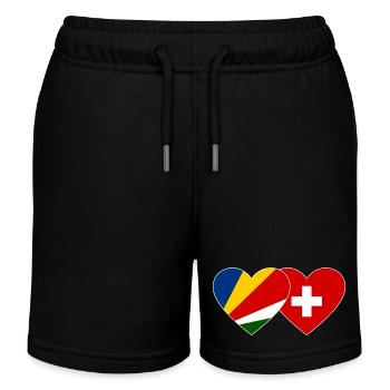 Seychellen Schweiz Flagge Herz - Kinder Organic Joggingshorts Mini Bolter von Stanley/Stella - Schwarz - Vorne