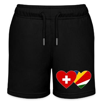 Schweiz Seychellen Flagge Herz - Kinder Organic Joggingshorts Mini Bolter von Stanley/Stella - Schwarz - Vorne