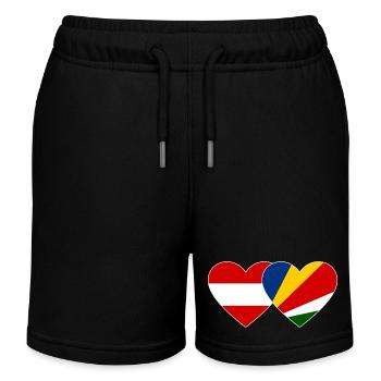 Österreich Seychellen Flagge Herz - Kinder Organic Joggingshorts Mini Bolter von Stanley/Stella - Schwarz - Vorne