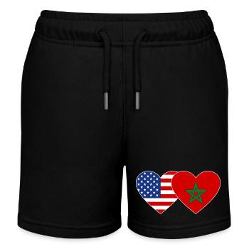 USA Marokko Flagge Herz - Kinder Organic Joggingshorts Mini Bolter von Stanley/Stella - Schwarz - Vorne