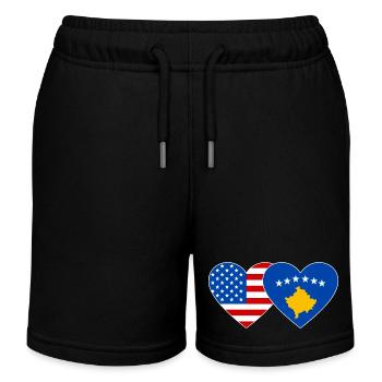 Cœur du drapeau du Kosovo des États-Unis - Short de jogging enfant bio Stanley/Stella - noir - Devant