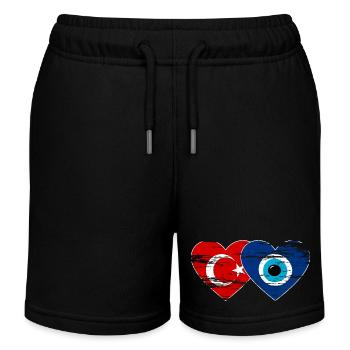 Turkey Nazarperle heart used - Kids Organic Sweat Shorts by Stanley/Stella - black - Front