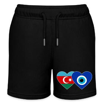 Azerbaijan Nazar Pearl Flag Heart - Kids Organic Sweat Shorts by Stanley/Stella - black - Front