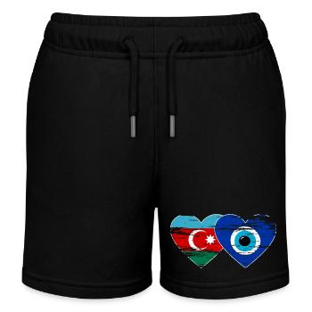 Azerbaijan Nazar pearl flag used - Kids Organic Sweat Shorts by Stanley/Stella - black - Front