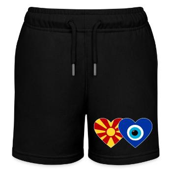Macedonia Nazar Pearl Flag - Kids Organic Sweat Shorts by Stanley/Stella - black - Front