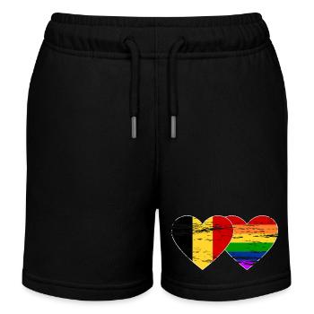 Belgien Regenbogen Flagge used - Kinder Organic Joggingshorts Mini Bolter von Stanley/Stella - Schwarz - Vorne