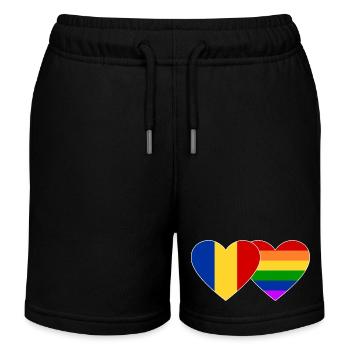 Drapeau arc-en-ciel de Roumanie - Short de jogging enfant bio Stanley/Stella - noir - Devant