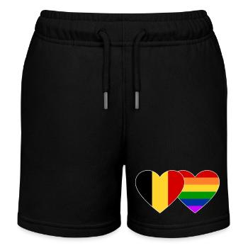 Drapeau arc-en-ciel de Belgique - Short de jogging enfant bio Stanley/Stella - noir - Devant