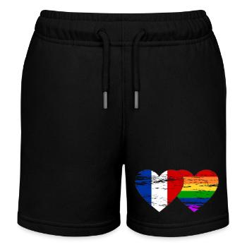 Drapeau arc-en-ciel de la France utilisé - Short de jogging enfant bio Stanley/Stella - noir - Devant