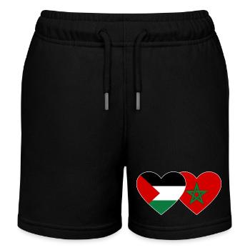 Palestine Maroc Drapeau Coeur - Short de jogging enfant bio Stanley/Stella - noir - Devant