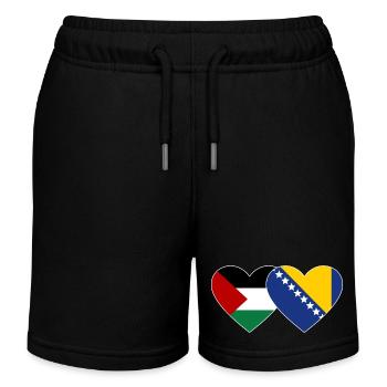 Palestine Bosnie Drapeau Coeur - Short de jogging enfant bio Stanley/Stella - noir - Devant