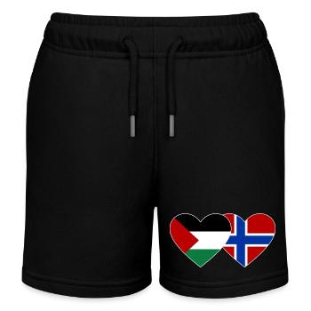 Palästina Norwegen Flagge Herz - Kinder Organic Joggingshorts Mini Bolter von Stanley/Stella - Schwarz - Vorne
