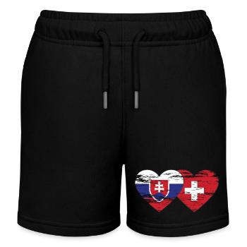 Slovaquie Suisse Drapeau Coeur Utilisé - Short de jogging enfant bio Stanley/Stella - noir - Devant