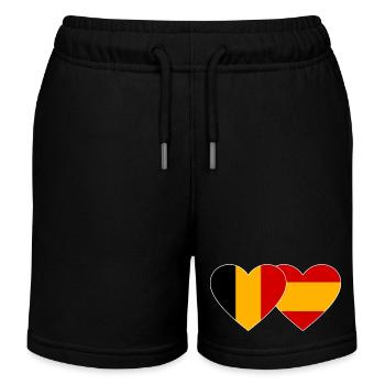 Belgien Spanien Flagge Herz - Kinder Organic Joggingshorts Mini Bolter von Stanley/Stella - Schwarz - Vorne