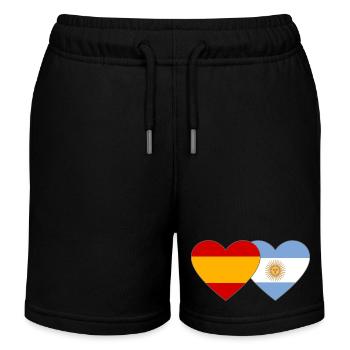 Spain Argentina Flag Heart - Kids Organic Sweat Shorts by Stanley/Stella - black - Front