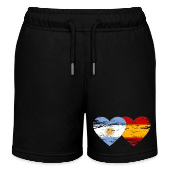 Argentina Spain Flag Heart Used - Kids Organic Sweat Shorts by Stanley/Stella - black - Front