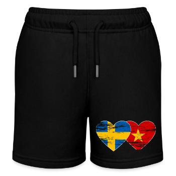 Schweden Vietnam Flagge Herz used - Kinder Organic Joggingshorts Mini Bolter von Stanley/Stella - Schwarz - Vorne
