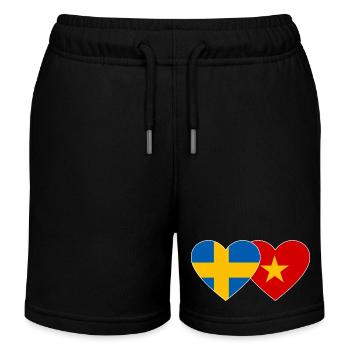 Schweden Vietnam Flagge Herz - Kinder Organic Joggingshorts Mini Bolter von Stanley/Stella - Schwarz - Vorne