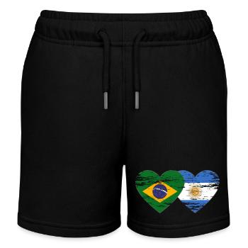 Brésil Argentine Drapeau Coeur Utilisé - Short de jogging enfant bio Stanley/Stella - noir - Devant