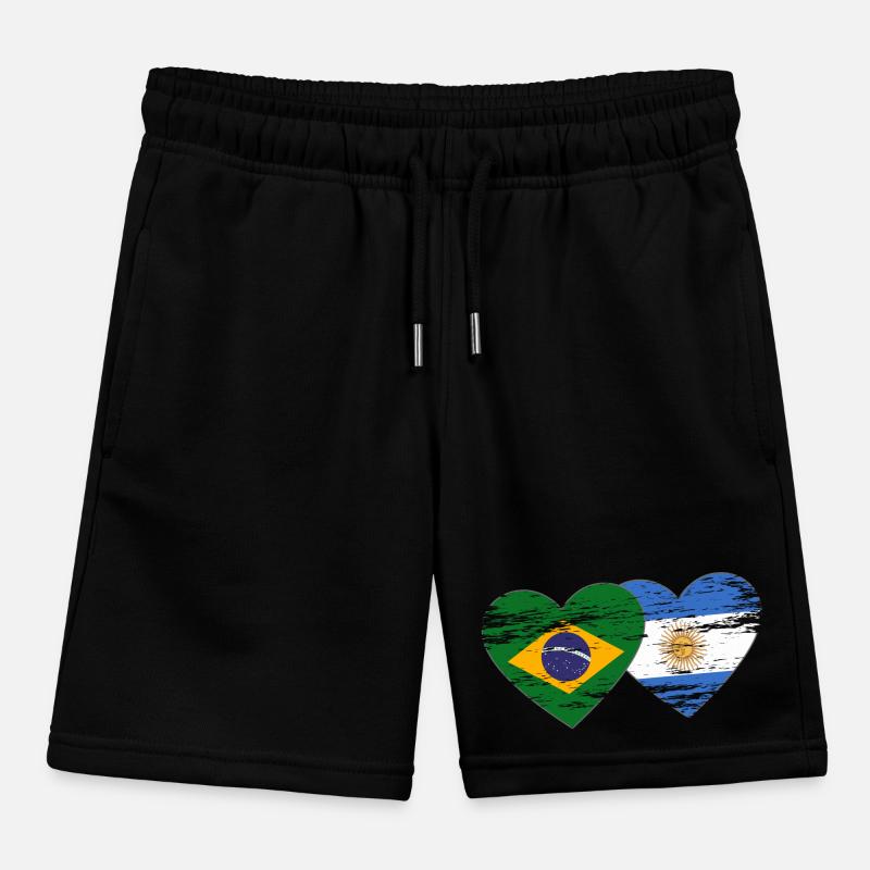 Brésil Argentine Drapeau Coeur Utilisé Short de jogging enfant bio Stanley/Stella