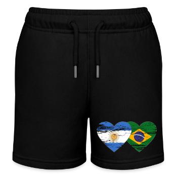 Argentinien Brasilien Flagge Herz used - Kinder Organic Joggingshorts Mini Bolter von Stanley/Stella - Schwarz - Vorne