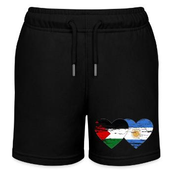 Palestine Argentine drapeau coeur utilisé - Short de jogging enfant bio Stanley/Stella - noir - Devant