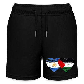 Argentine Palestine Drapeau Coeur - Short de jogging enfant bio Stanley/Stella - noir - Devant