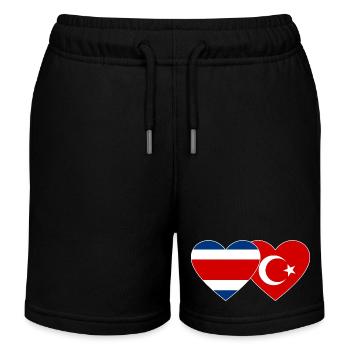 Costa Rica Türkei Flagge Herz - Kinder Organic Joggingshorts Mini Bolter von Stanley/Stella - Schwarz - Vorne