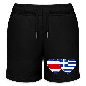 Costa Rica Griechenland Flagge Herz - Kinder Organic Joggingshorts Mini Bolter von Stanley/Stella - Schwarz - Vorne