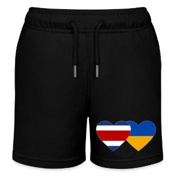 Costa Rica Ukraine flag heart - Kids Organic Sweat Shorts by Stanley/Stella - black - Front
