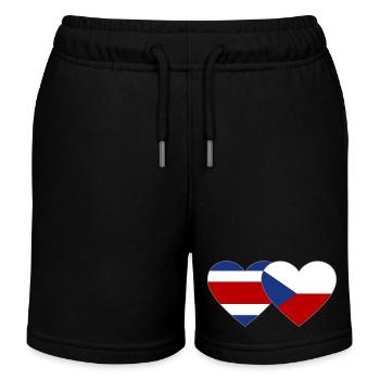 Costa Rica Tschechien Flagge Herz - Kinder Organic Joggingshorts Mini Bolter von Stanley/Stella - Schwarz - Vorne