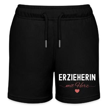 Beste Erzieherin Mit Herz Kita Geschenk Danke - Kinder Organic Joggingshorts Mini Bolter von Stanley/Stella - Schwarz - Vorne