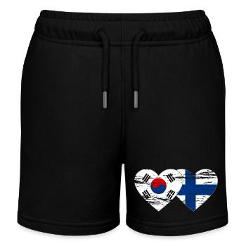 Corée du Sud Finlande Drapeau Coeur Utilisé - Short de jogging enfant bio Stanley/Stella - noir - Devant