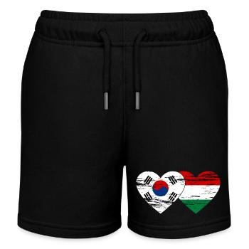 Corée du Sud Hongrie drapeau coeur utilisé - Short de jogging enfant bio Stanley/Stella - noir - Devant