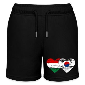 Hongrie Corée du Sud Drapeau Coeur Utilisé - Short de jogging enfant bio Stanley/Stella - noir - Devant