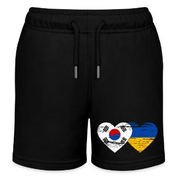 Südkorea Ukraine Flagge Herz used - Kinder Organic Joggingshorts Mini Bolter von Stanley/Stella - Schwarz - Vorne