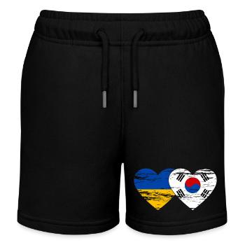 Ukraine Südkorea Flagge Herz used - Kinder Organic Joggingshorts Mini Bolter von Stanley/Stella - Schwarz - Vorne