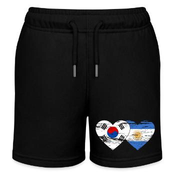 Corée du Sud Argentine Drapeau Coeur Utilisé - Short de jogging enfant bio Stanley/Stella - noir - Devant