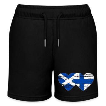 Scotland Finland Flag Heart Used - Kids Organic Sweat Shorts by Stanley/Stella - black - Front